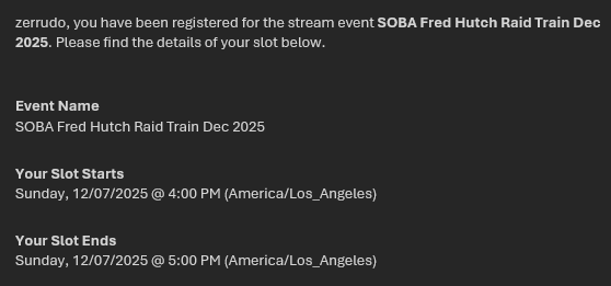 Doing a thing and will be part of a charity raid for Fred Hutchinson Cancer Center this coming Sunday, Dec 07. 

I'll be live streaming, so forgive my awkwardness. its been awhile xD