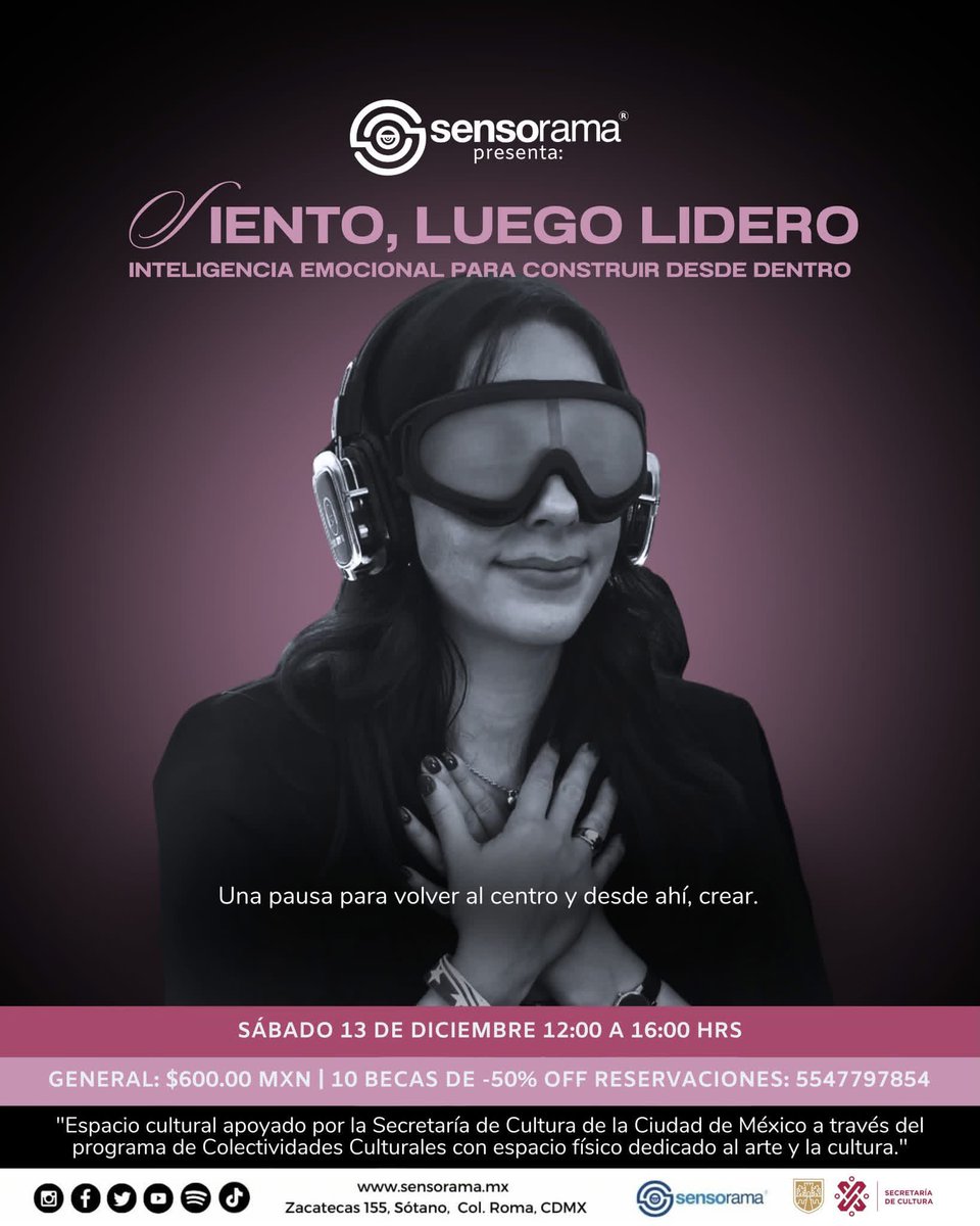 Sensorama_mx's tweet image. Una pausa para volver al centro y desde ahí, crear! 
✨🤲🏼🫂✨

Taller de ensoñación sensorial:
Siento, Luego lidero

🔗 Registro aquí: 
wa.link/5p7nvl

ℹ️ Más información:
cutt.ly/PrVzSQuq

Sueño, luego existo 
✨😎💭✨