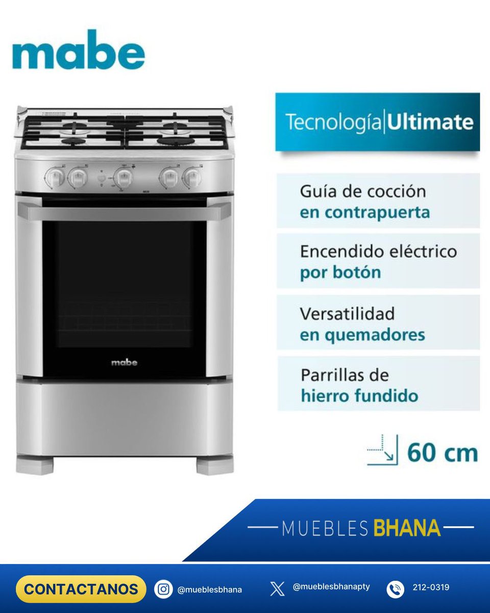 Cocina de 24" de diseño elegante en color acero inoxidable, con cubierta totalmente sellada para mayor durabilidad. 
Prepara los platillos de toda la familia y dale un toque innovador a tu cocina.
#BhanaMejoresPrecios #Mabe #Estufa