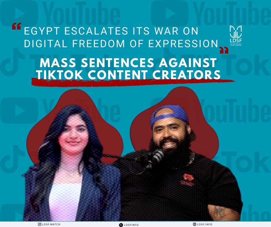 LdsfInfo's tweet image. 🚨 Egypt escalates its war on digital freedom:
Prison sentences against content creators like Mohamed Abdel Aaty (2 years), Qamar El-Wekala, Suzy El-Ordonia &amp;amp; others under the guise of “family values.”
👉 ldsf.info/blog/2025/12/0…
#FreedomOfExpression #StopDigitalRepression #LDSF