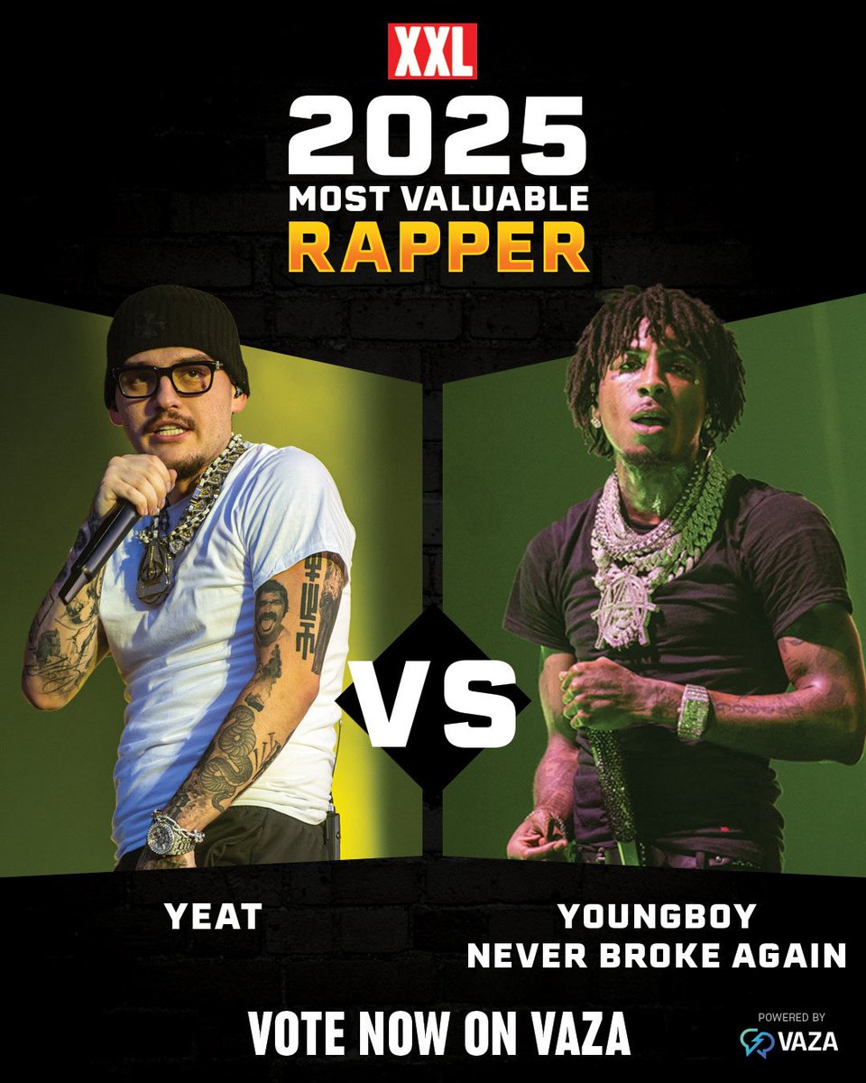 🏆 XXL's 2025 Most Valuable Rapper bracket 🏆 Yeat and NBA