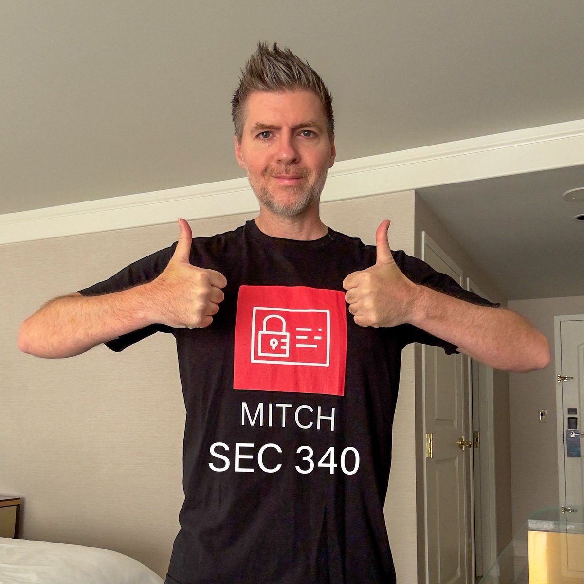 SEC 340 is happening today at 12pm in the Mandalay Bay. That can mean only one thing! It’s once again time to don the IAM Mitch tee. See you there 👋 
#AWSreInvent #aws #reinvent25 #LasVegas