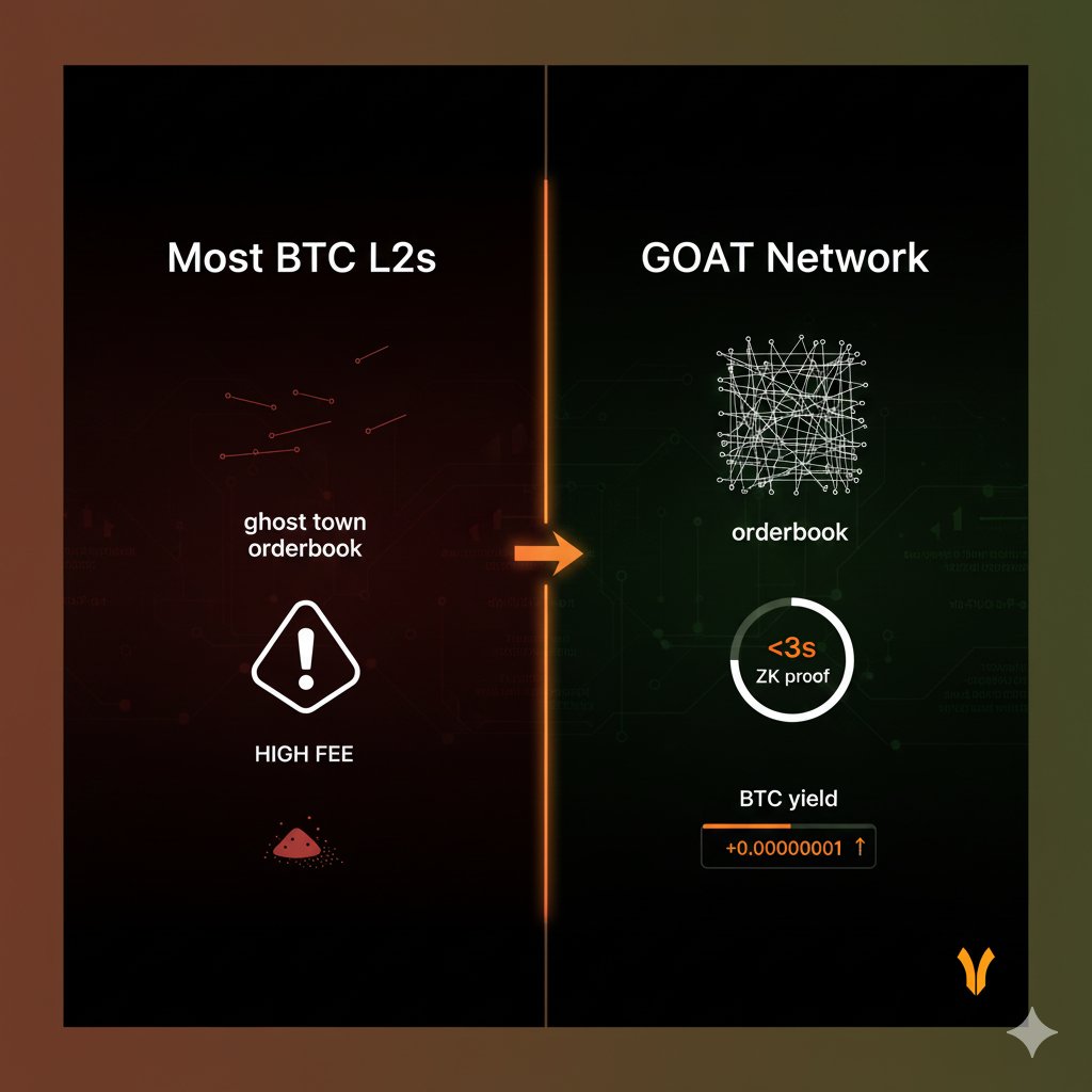w3b3chris's tweet image. 2/5
Why other #BTC L2 failed:
→ Almost zero trading activity
→ Fees spike
→ People just park BTC &amp;amp; leave

@GOATRollup’s answer:
• Sub-3-second ZK proofs
• High-speed sequencer
• Finality from Bitcoin miners

End result → you earn BTC yield without selling your stack