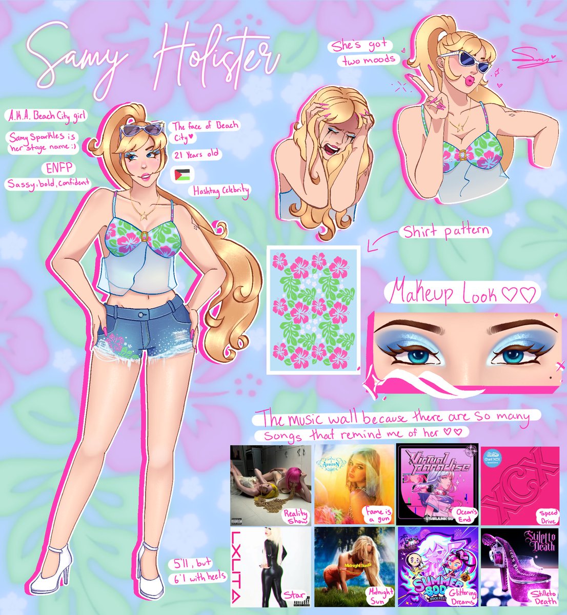 Samy_Sparkles's tweet image. here’s Samy’s / Beach City Girl’s reference sheet!💖🌺
#fe2fanart