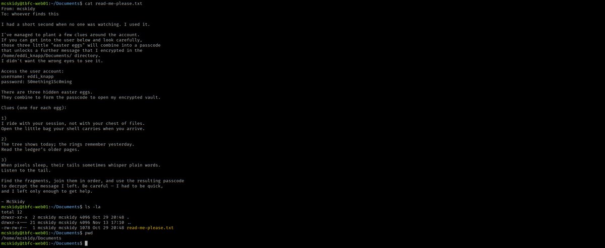 Ru50566Rufai's tweet image. Advent of cyber day1 done, learnt about the basic of Linux. @OSCGuild #tryhackme #adventofcyber2025