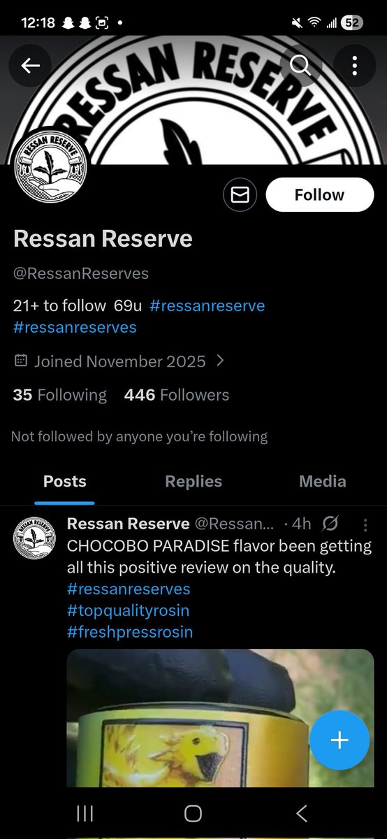 Ressan Reserve does not have a Twitter/X account.
Dont get fooled by the fake account
