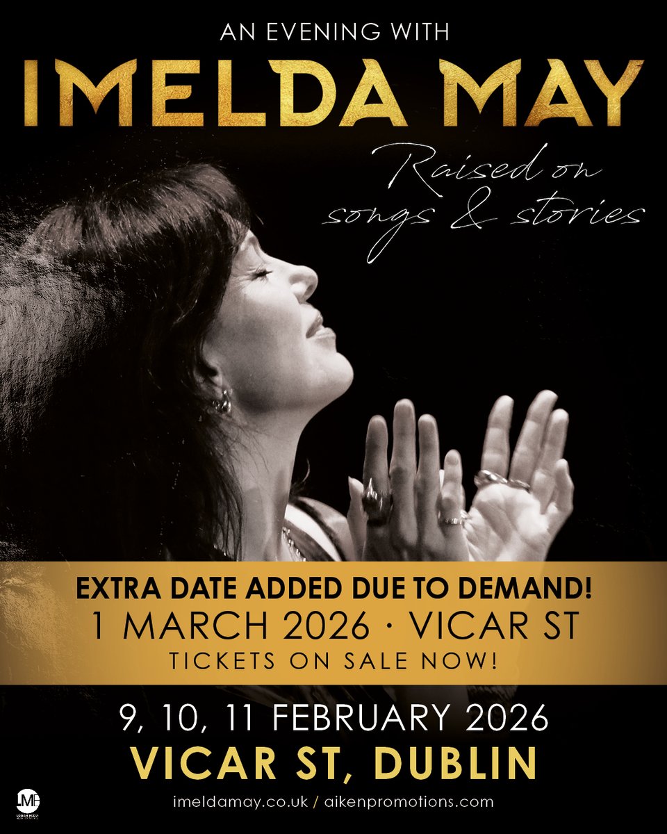 💫 Catch Globally revered Irish artist <a href="/ImeldaOfficial/">Imelda May</a> with her brand new tour “Raised on Songs &amp; Stories” coming to <a href="/Vicar_Street/">Vicar St</a> for 4 nights in 2026! 🎶

🎫 Secure your spot - bit.ly/3gaEWW7