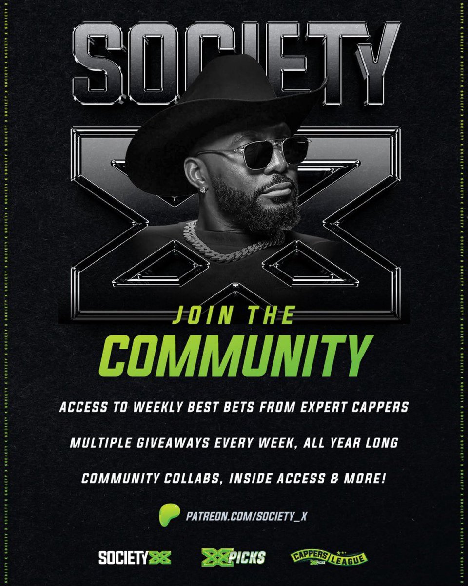 Join the <a href="/XPicks25/">X Picks</a> <a href="/DezBryant/">Dez Bryant</a> <a href="/Jparlayy/">Jay Parlayy 👑</a> community and run it up with the squad!
Leaderboard action, weekly giveaways, jerseys, FanCash the whole package.
👉 Patreon.com/society_x
