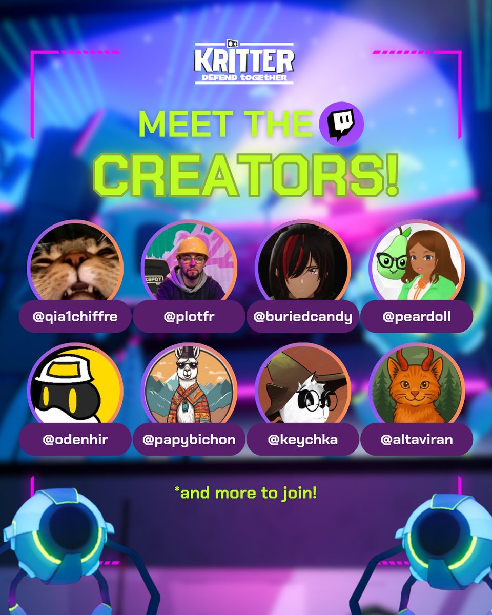 ljf_games's tweet image. Attention, Kritters! Meet some of the creators of our exclusive Closed Alpha! Catch their streams on their channels and don’t miss out the fun💥

#indiegames #multiplayer #kritterdefendtogether
