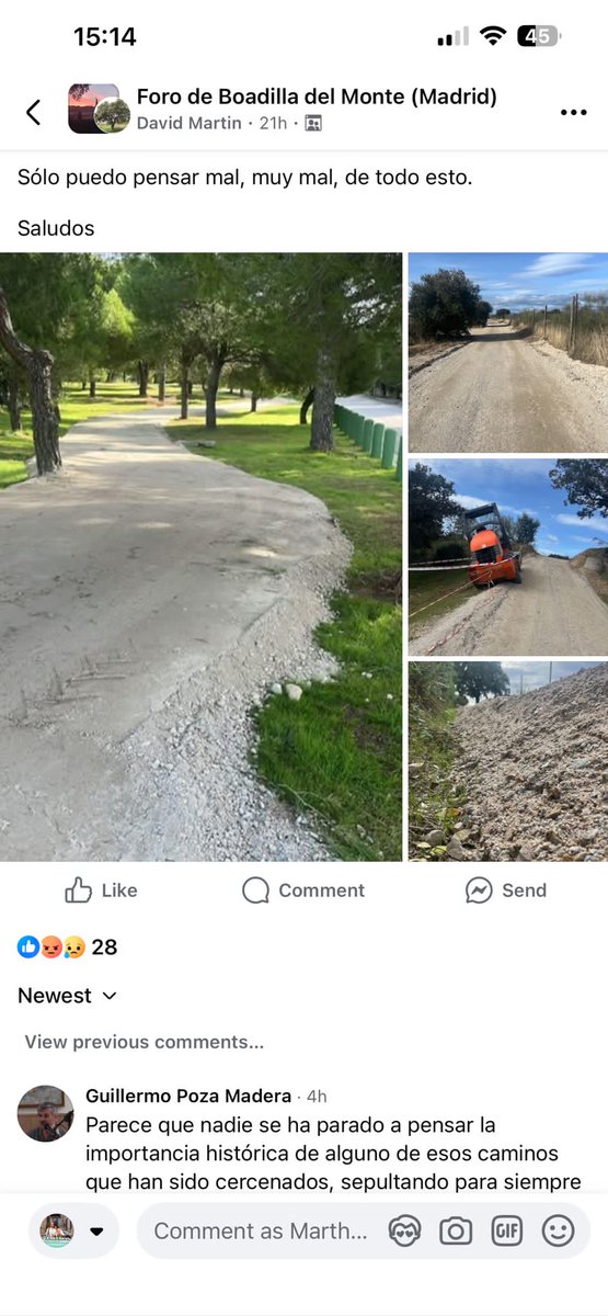 No podemos estar más en desacuerdo con estas carísimas, innecesarias y perjudiciales para el monte actuaciones del ayuntamiento de #Boadilla <a href="/PSOEBOADILLA/">PSOE  Boadilla del Monte</a> <a href="/Ayto_Boadilla/">Ayuntamiento de Boadilla del Monte</a> <a href="/MMBoadilla/">Más Madrid Boadilla</a>