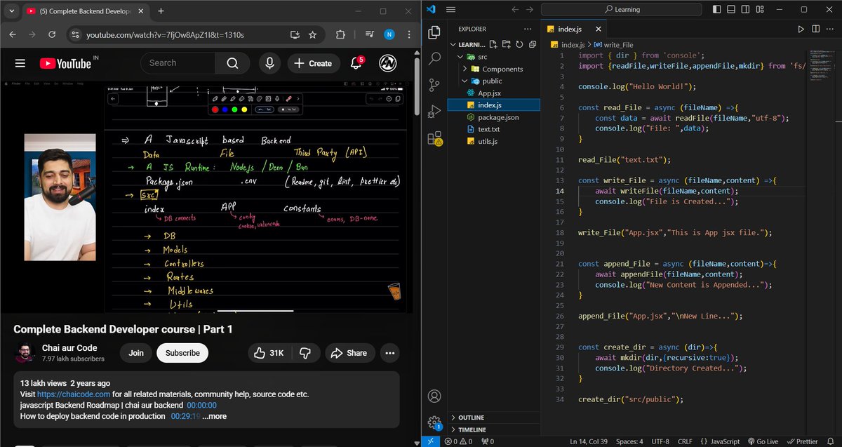 Niteshshah028's tweet image. Day 0 of my backend journey
Finally starting with Node.js &amp;amp; Express, learning from Chai aur Code
Today was just setup — environment, tools, and getting roadmap ready.
Excited to build real full-stack stuff soon
Let’s go!
#Backend #Nodejs #Express #ChaiAurCode #LearnInPublic