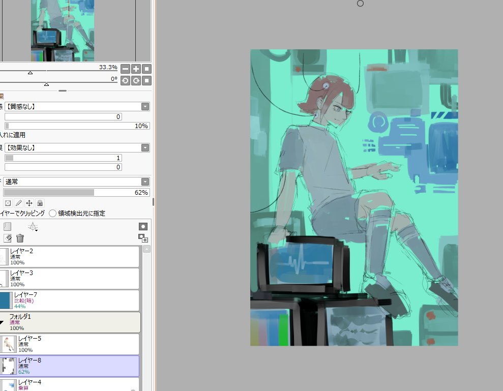 ラフさえ描いときゃいつかのしち子がちょっとずつやるはず