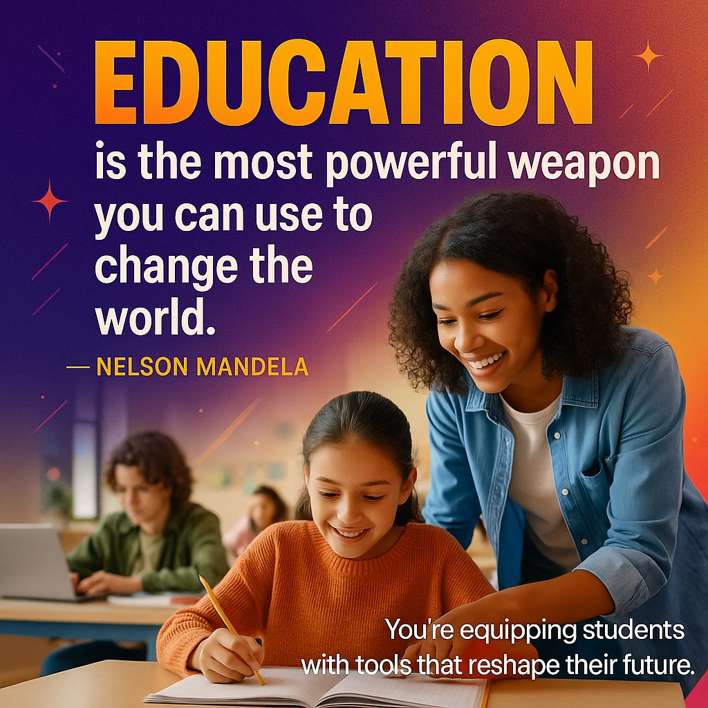 talk2cc's tweet image. “Education is the most powerful weapon you can use to change the world.” — Nelson Mandela
In every classroom, tutoring session, and learning moment, you’re equipping students with tools that reshape their futures. 
Keep leading. Keep inspiring. Follow us!
#completecontroller