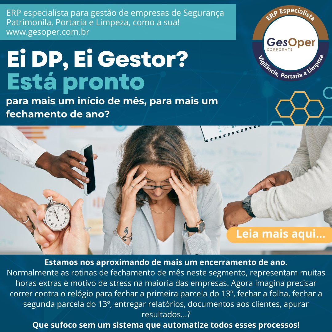 gesoper's tweet image. Seu tempo, nossa maior prioridade!💎
Ei, DP Gestor, agende uma demonstração sem compromisso, e descubra na prática porque vai lhe sobrar tempo até para gerenciar, depois de implantar o GesOper Corporate.
 Agende no site uma demonstração: gesoper.com.br