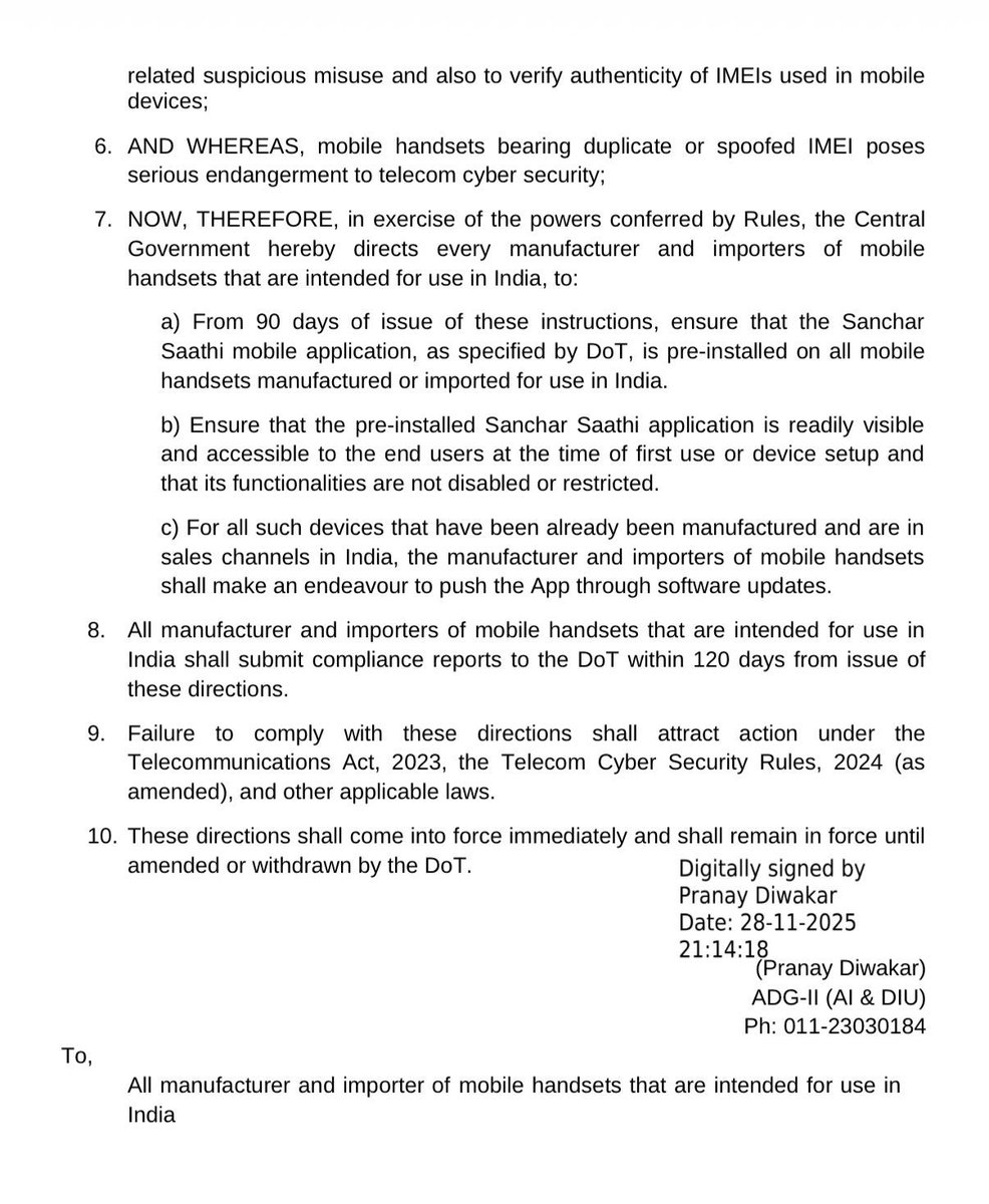 Big Brother cannot watch us. This DoT Direction is beyond unconstitutional. 

The Right to Privacy is an intrinsic part of the fundamental right to life and liberty, enshrined in Article 21 of the Constitution. 

A pre-loaded government app that cannot be uninstalled is a