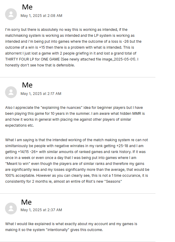 CoachSilverIE's tweet photo. @riotgames @RiotSupport @joshua_menke @drewlevin Wanna take a crack at this one? I'd like to talk to a human, thanks (account names of myself and support staff have been removed) contact me in dms if you would like the ticket reference. https://t.co/L4xM0XUnw7