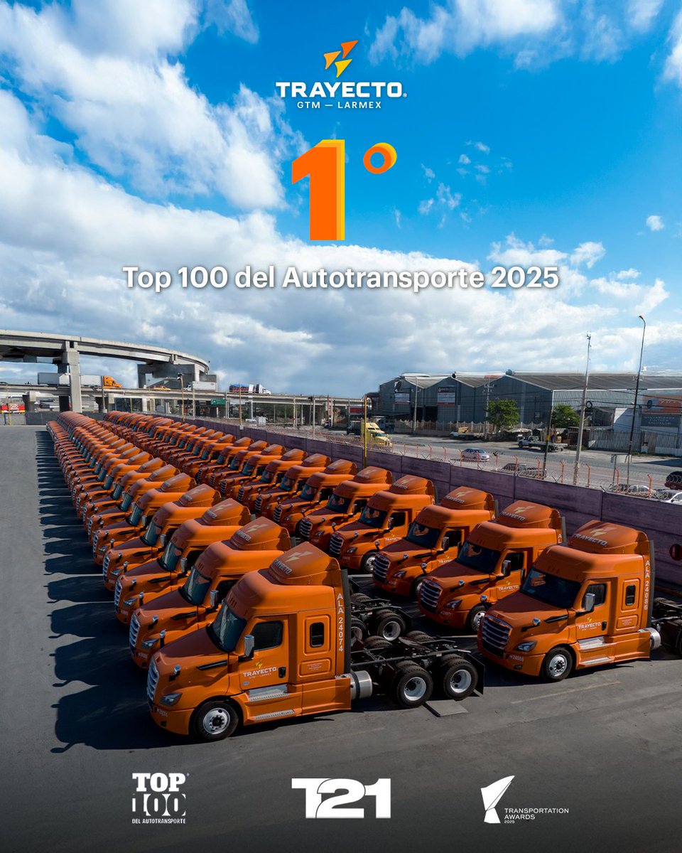 trayectoficial's tweet photo. Con orgullo compartimos que Trayecto vuelve a ser reconocida por @GrupoT21 como la empresa #1 del Top 100 del Autotransporte 2025.
¡Seguimos moviendo a México con soluciones que marcan la diferencia! 🇲🇽
#Trayecto #Top100Autotransporte #ExpertosEnMovimiento https://t.co/B81feqMa3a