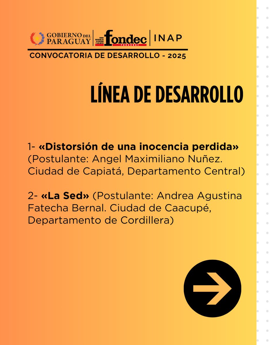 Inap_py's tweet image. Damos a conocer la selección del Jurado de la Convocatoria de Desarrollo y Codesarrollo FONDEC – INAP 2025.

#INAP #FONDEC #FondosConcursables #CulturaPY #AudiovisualPY #Convocatoria2025 #Desarrollo #Codesarrollo