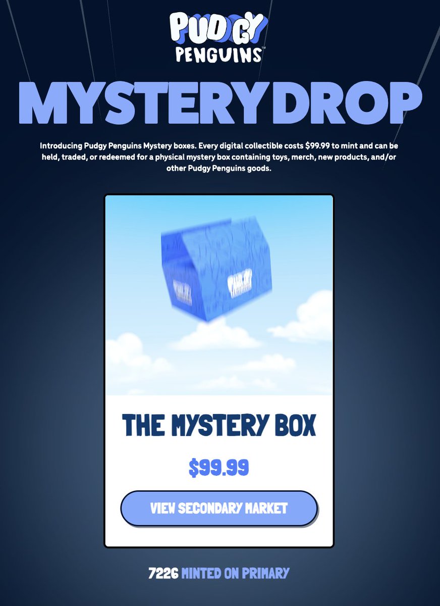 RiceRiddler's tweet image. Yesterday, @pudgypenguins closed their blind box sales with 7226 minted for $99.99 each- that&apos;s $720k of product sold by a crypto brand. 

For extra context, just about every crypto fear and greed index in crypto is currently at &quot;extreme fear&quot; levels, hovering at 20-24 out of…