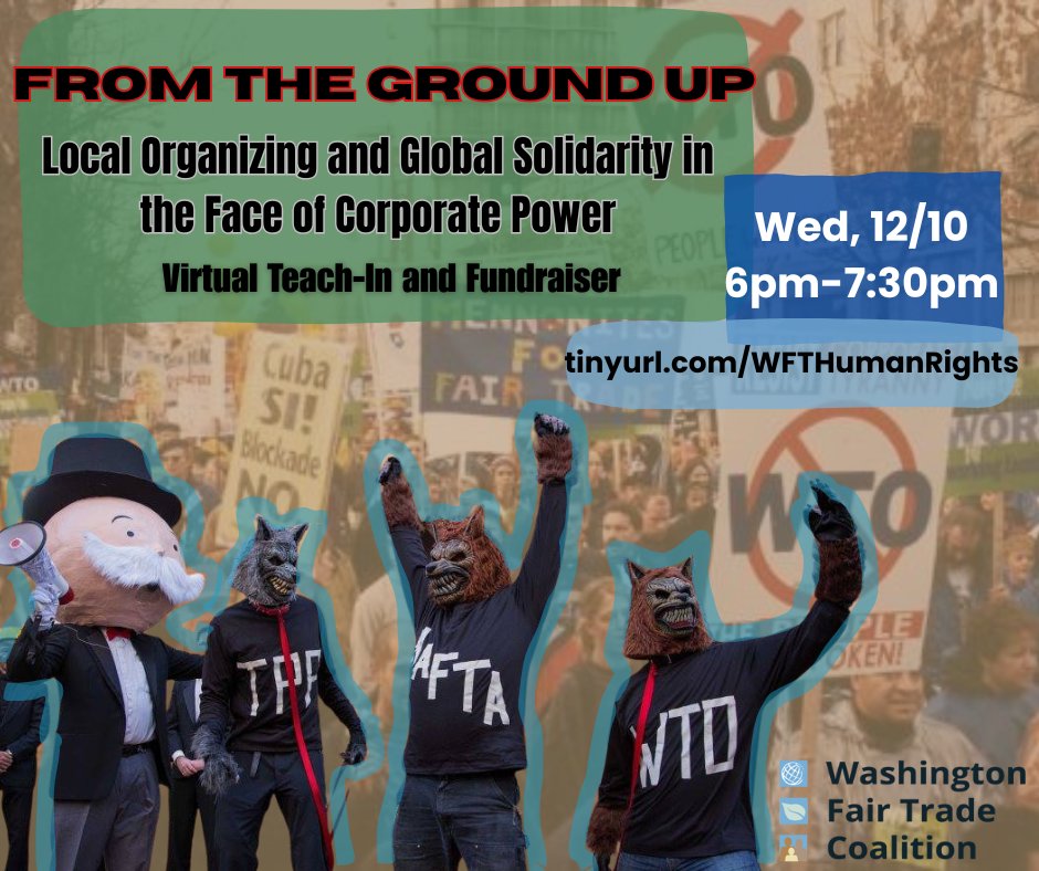 Join WFTC Dec 10th for a virtual event on local organizing and global resistance tinyurl.com/WFTHumanRights
Learn directly from organizers, shape WFTC’s organizing work, and get insider information about the trade landscape.
#HumanRightsDay #TradeJustice #DefendMigrants