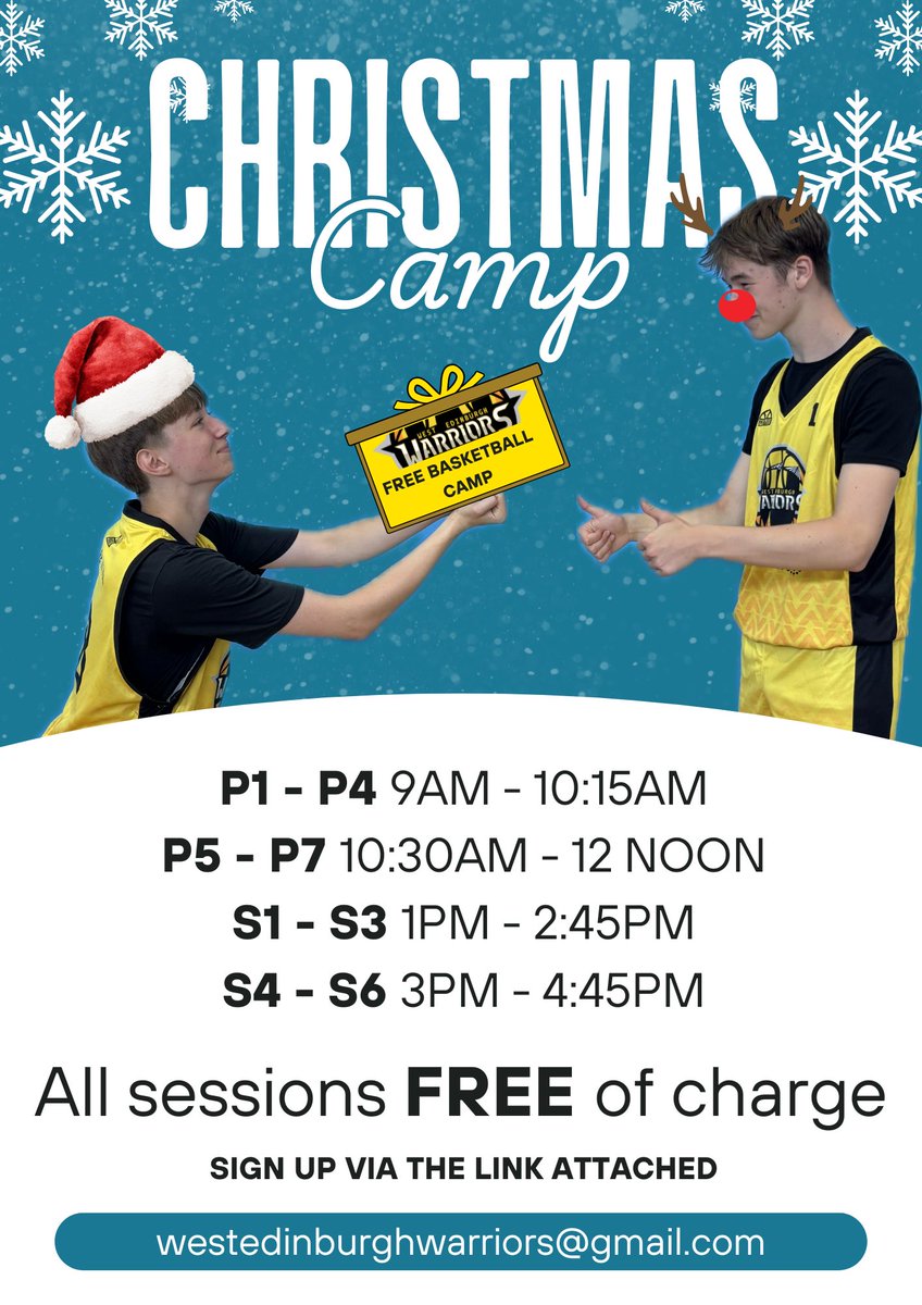 We will be running a 2 day Christmas Camp and in the spirit of giving its completely FREE!! 

Links below for the booking: 
P1 - 4  form.jotform.com/253345116870355
P5 - 7  form.jotform.com/253344424124348
S1 - 3  form.jotform.com/253344831981361
S4 - 6  form.jotform.com/253344491751358