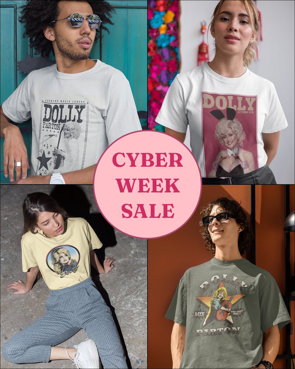 DollyParton's tweet image. Cyber week is here! 🛍️✨ Take 30% off the online store now through Sunday, December 7th (music and bundles excluded). dolly.lnk.to/Store