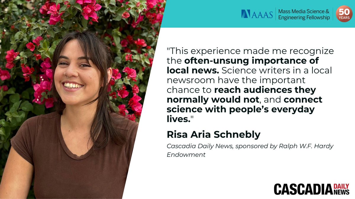 🍃 Risa spent the summer reporting on local news <a href="/CascadiaDaily/">Cascadia Daily News</a> sponsored by the Ralph W.F. Hardy Endowment. You'll want to read it: aaas.org/programs/mass-…
#MassMediaFellowship #SciComm