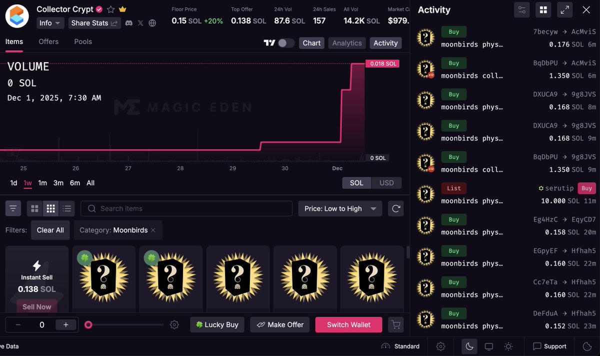 garyweb3x's tweet image. Big sweeps coming in for Moonbird Collectables on Magiceden. 

Recent Moonbird twitter post hinted a pack of cards. I expecting this to be the first Moonbird TCG, really huge!!!
@moonbirds @spencer @MagicEden