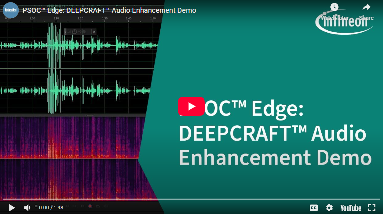 embedded_comp's tweet image. Video - PSOC Edge: DEEPCRAFT Audio Enhancement Demo
In this PSOC Edge demo, we&apos;ll be showing off audio enhancement capability of PSOC Edge. While demonstrating on common kitchen noises, you&apos;ll see how the DEEPCRAFT Audio Enhancement solution with PSOC Edge uses the latest AI…