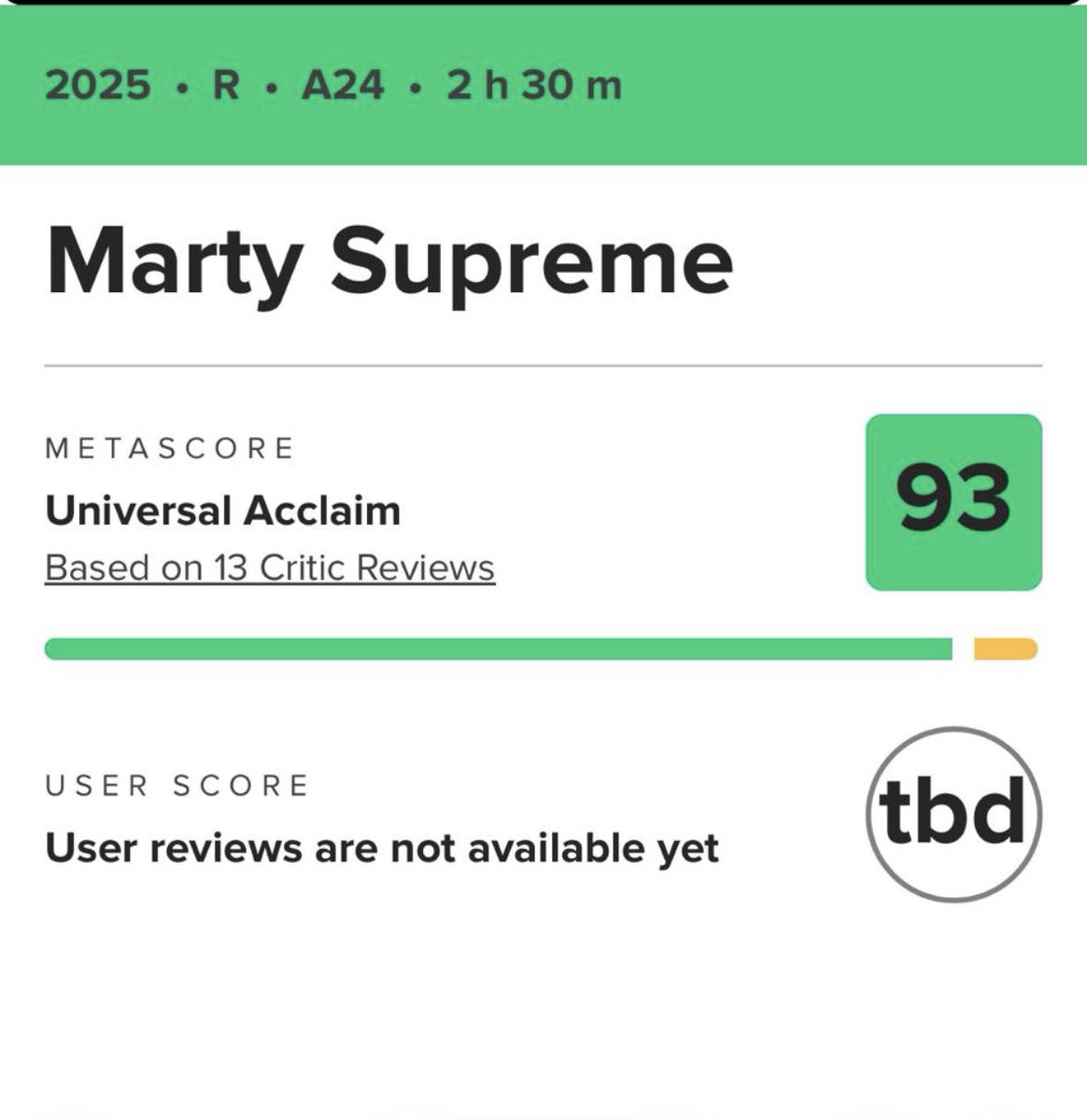 Marty Supreme, dükkanı 93 ile açtı.
