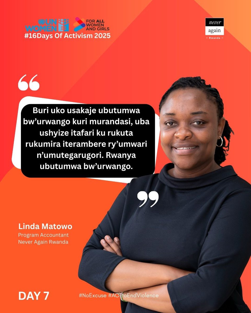Buri uko usakaje ubutumwa bw'urwango kuri murandasi, uba ushyize itafari ku rukuta rukumira iterambere ry'umwari n'umutegarugori. Rwanya ubutumwa bw'urwango.
#NeverAgainRwanda #NoExcuse #ACTtoEndViolence