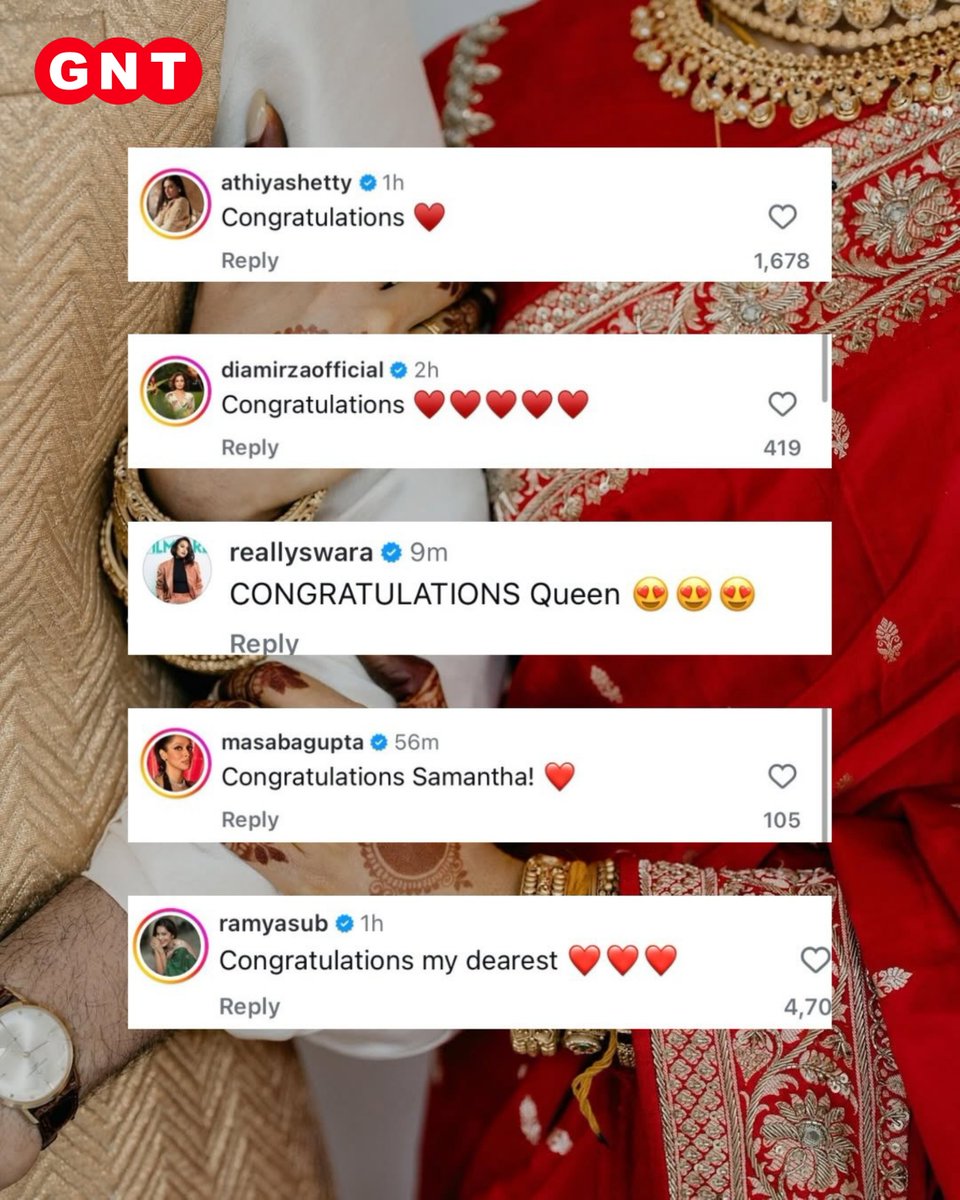 GoodNewsToday's tweet image. समान्था रुथ प्रभु और राज निडिमुरु की शादी के मौके पर फैंस और सेलिब्रिटी सोशल मीडिया पर बधाई संदेशों की बौछार कर रहे हैं। लोग जोड़े को इस खास दिन की शुभकामनाएं दे रहे हैं और उनकी नई जिंदगी की खुशियों में शामिल हो रहे हैं।

#SamanthaRuthPrabhu #RajNidimoru #WeddingGoals