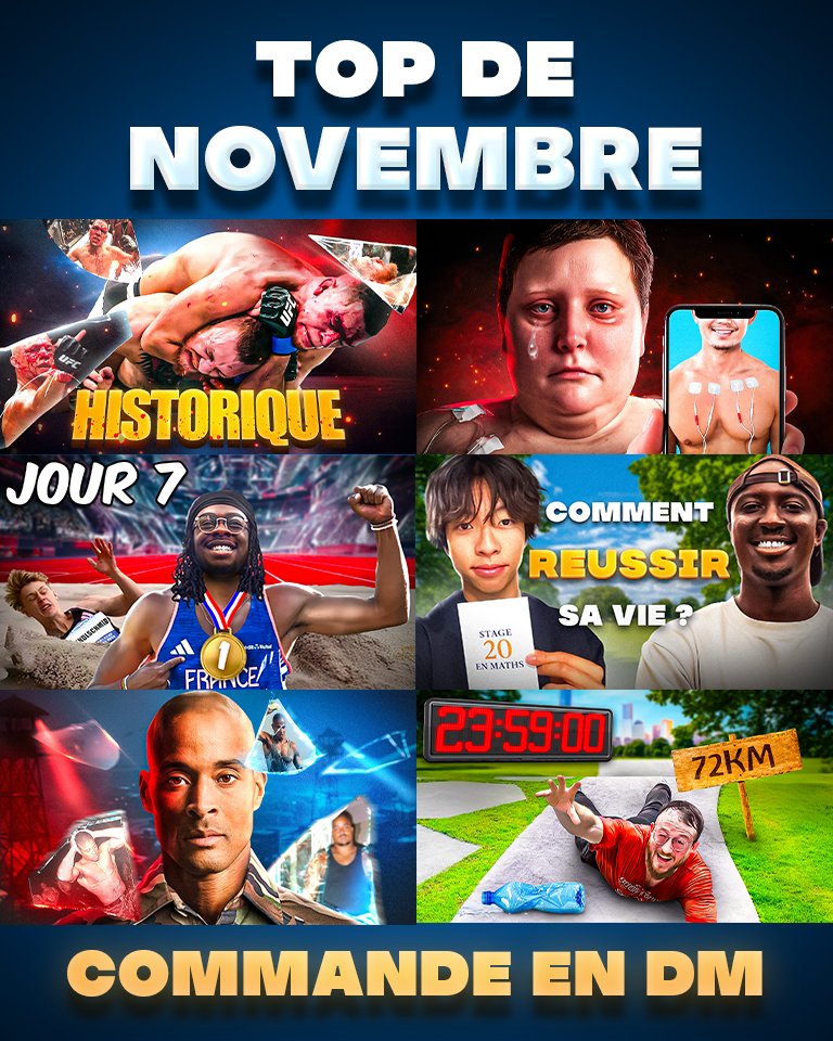 Voici mon top des miniatures de Novembre ! Dis moi laquelle tu préfères en commentaire 🔥

Si tu veux que ta miniature fasse partie de mon top go DM 📩