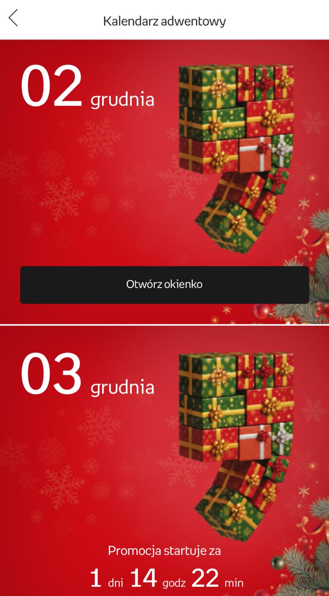 w aplikacji Rossmanna i Empiku są kalendarze adwentowe gdzie można dostać różne promki fajna sprawa