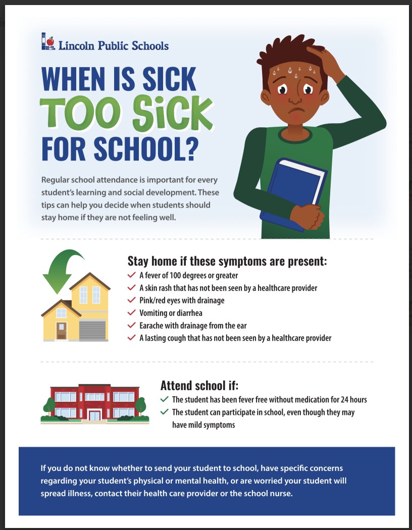 Regular attendance is important for student success, however, there are times when students are too sick to come to school.  Here's how to know!