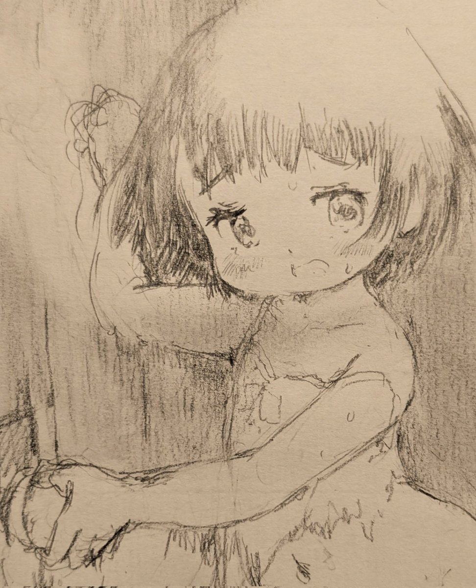 えーっと……
現在は原稿作業止めて鉛筆でお絵かきちう……
個展のおかげもあって、まずご依頼を優先…というか

どっちかというと、めっちゃ鉛筆を紙になすりつけたいという生理的欲求に勝てないのです💦

これ？
トイレ待ちかなー？
「はーやーくーでーてー！」