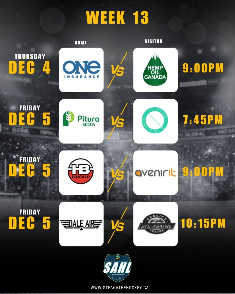 Week 13 is set... who will win this week's match-ups? #SAHL
