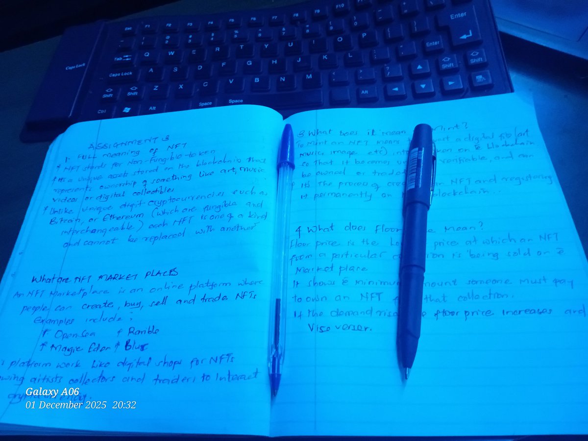 CodeWith_Erick's tweet image. My Web3 Learning Assessment #3 

 ~Understanding NFTs🔥

I’m excited to share what I learned today as part of my Web3 journey. This session really expanded my knowledge, and I’m grateful for the opportunity to grow.

Thanks to our facilitators @EzekielCrrypt @Big_Sensoor

🧵👇