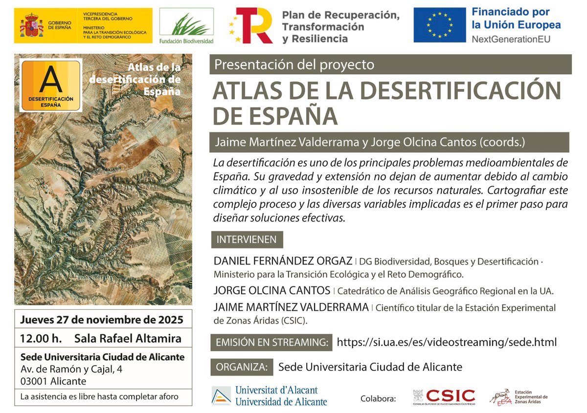 APPangea recomienda: Atlas de la Desertificación en España, coordinado por <a href="/Jai_MValderrama/">Jaime Martínez Valderrama</a> y Jorge Olcina <a href="/climatologia_ua/">Climatología UA</a>.  
Una obra rigurosa y profunda que aporta una visión renovada sobre uno de los grandes retos ambientales del país. 
atlas-desertificacion.ua.es/es/pagina-de-i…