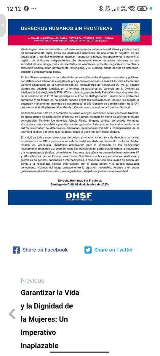 Derechos Humanos Sin Fronteras tweet media