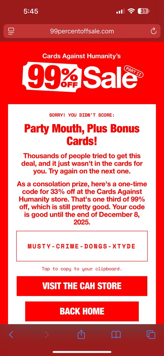 CapThunderpunch's tweet photo. Here are some coupon codes for Cards Against Humanity. I can’t make use of them, So I hope someone else does! https://t.co/aF0B1anjBf
