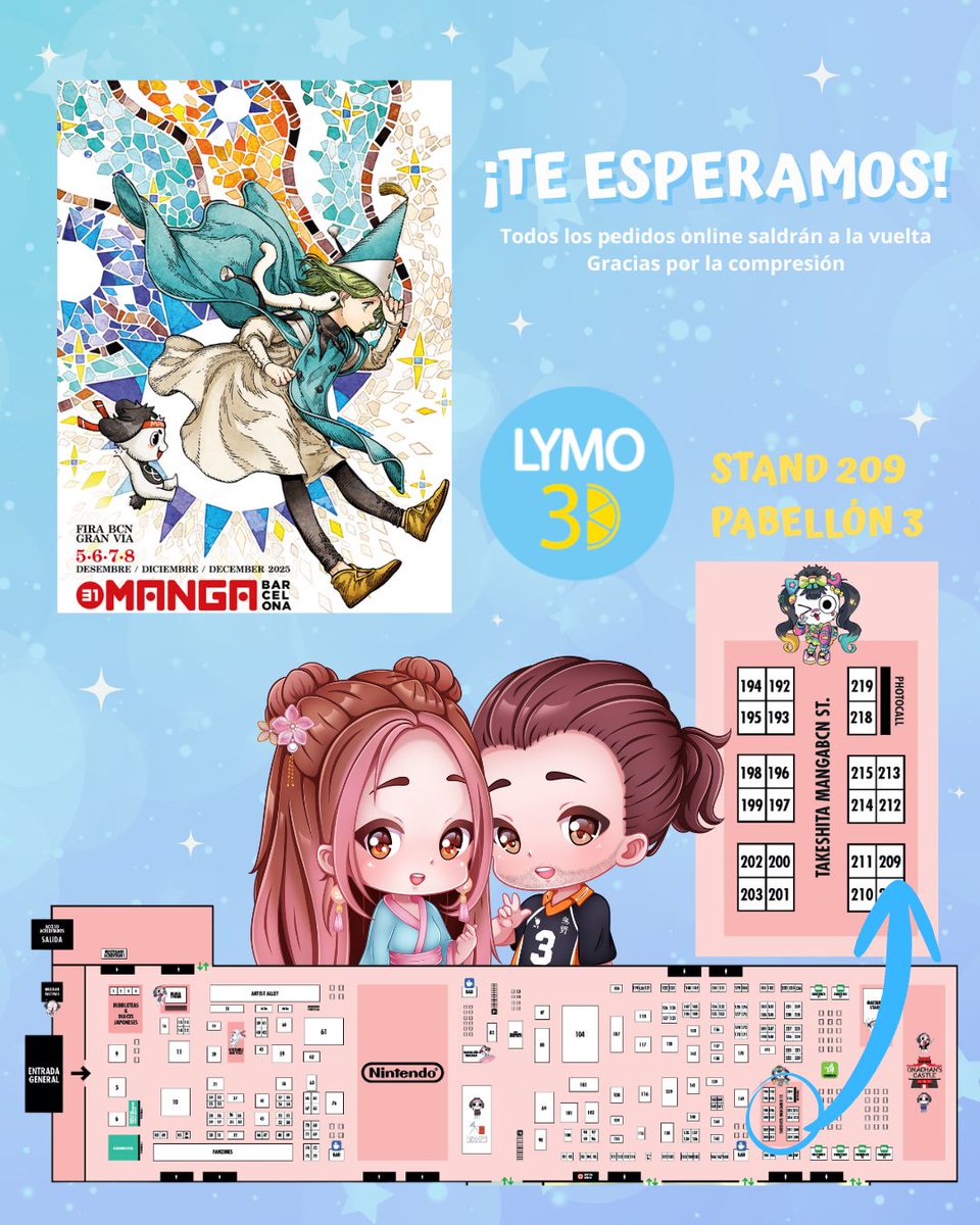 lymo3D's tweet image. Estaremos en el Pabellón 3, Stand 209 (Takeshita Street) con todas nuestras piezas listas para verlas en persona, además de varias novedades que llevamos con muchísima ilusión.

Si te pasas por allí, estaremos encantados de verte🫂💛

#MangaBCN