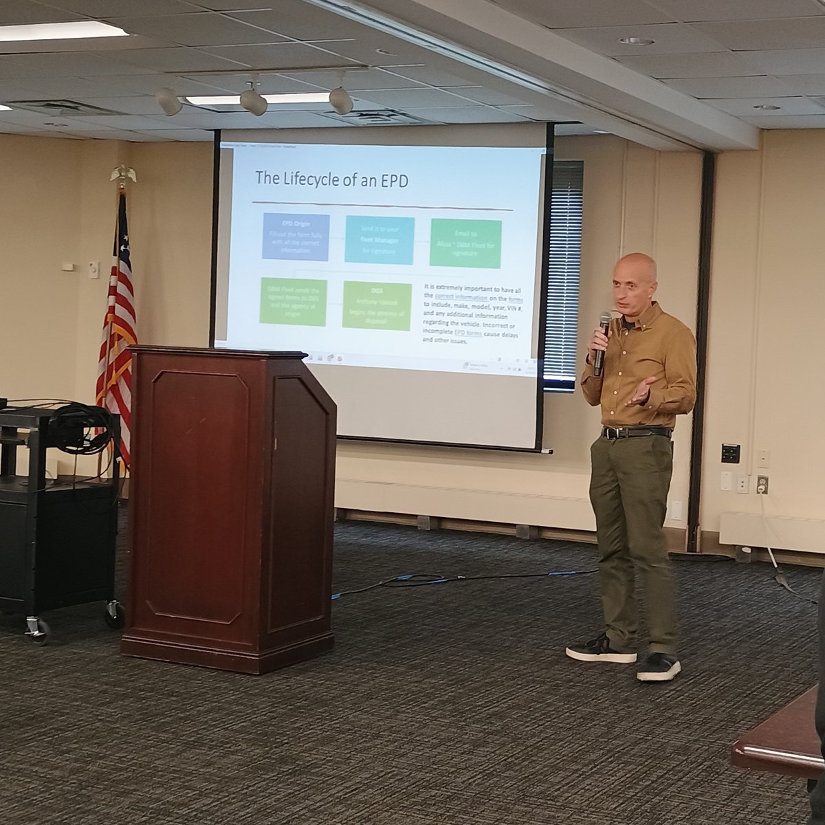 MCPAlert's tweet image. Fleet Managers from across Maryland got a deep dive into Vehicle Excess Property Declarations (EPDs) with Anthony Vancek, Statewide Vehicle Disposal Administrator, and the DGS Inventory Standards team ready to answer questions and share insights.