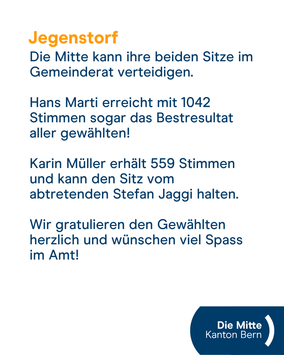 Herzliche Gratulation nach Rüderswil und Jegenstorf 😍🥳

#DieMitteBE #Gemeindewahlen #Gemeinderat #Gemeindepräsidium #KantonBern #Politik