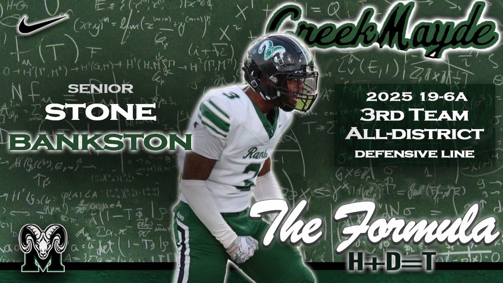 Congratulations to senior leader and defensive lineman Stone Bankston on being named 3rd Team All-District!

Stone’s leadership was invaluable to our team culture and his impact will be felt in our program long after he graduates!

#WeAre #CreekMayde