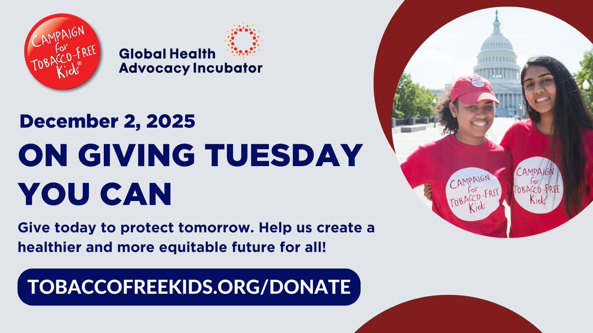 #GivingTuesday is here!

Kick off the day with a gift that helps us protect kids and save lives in the United States and around the world.
No matter the amount, your contribution drives essential advocacy to create a healthier future.

Give today: tobaccofreekids.org/donate