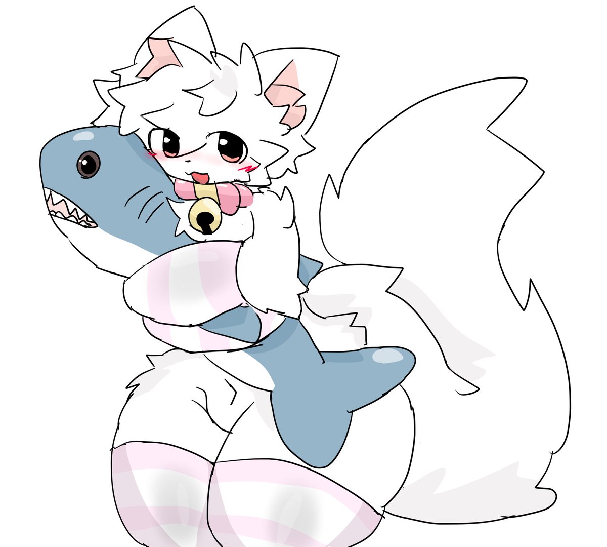 silly cat and blahaj :3