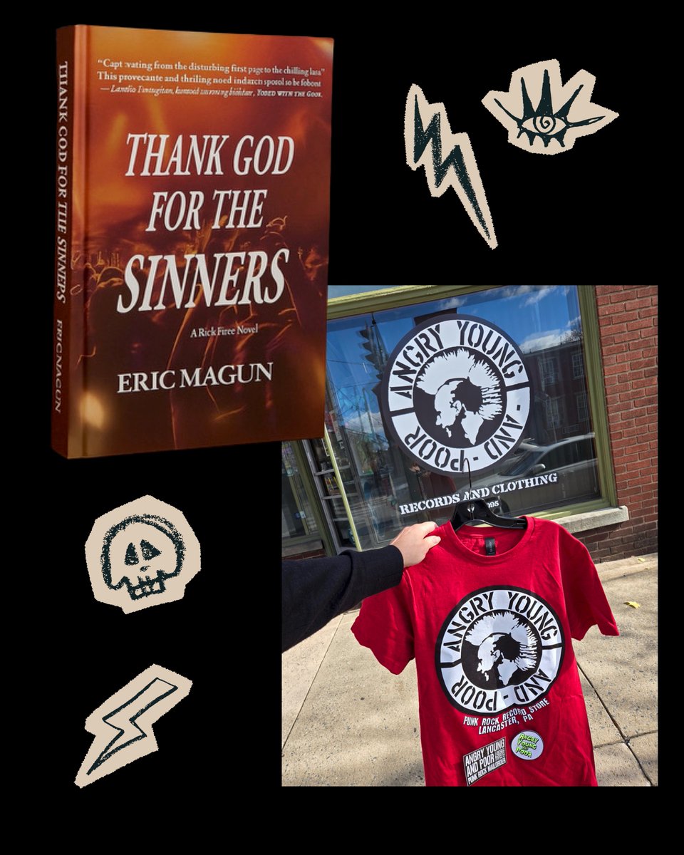 EricMagunAuthor's tweet photo. Win a copy of Thank God For The Sinners, the multi-award-winning punk-infused psych thriller. And an Angry Young &amp; Poor tee, patch, and sticker. 
-Must be following @ericmagun and @angryyoungandpoordot (instagram)
-Like this post
-Tag a friend in the comments
Closes Dec 7th. https://t.co/SVHp9ttqSD