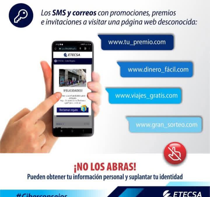 En diciembre aumentan los mensajes con falsas promociones, sorteos y premios📲🚫.  
🔒 Si recibes correos o SMS con enlaces sospechosos, no los abras.  
⚠️ Podrían robar tu información personal y suplantar tu identidad.  #Ciberconsejos