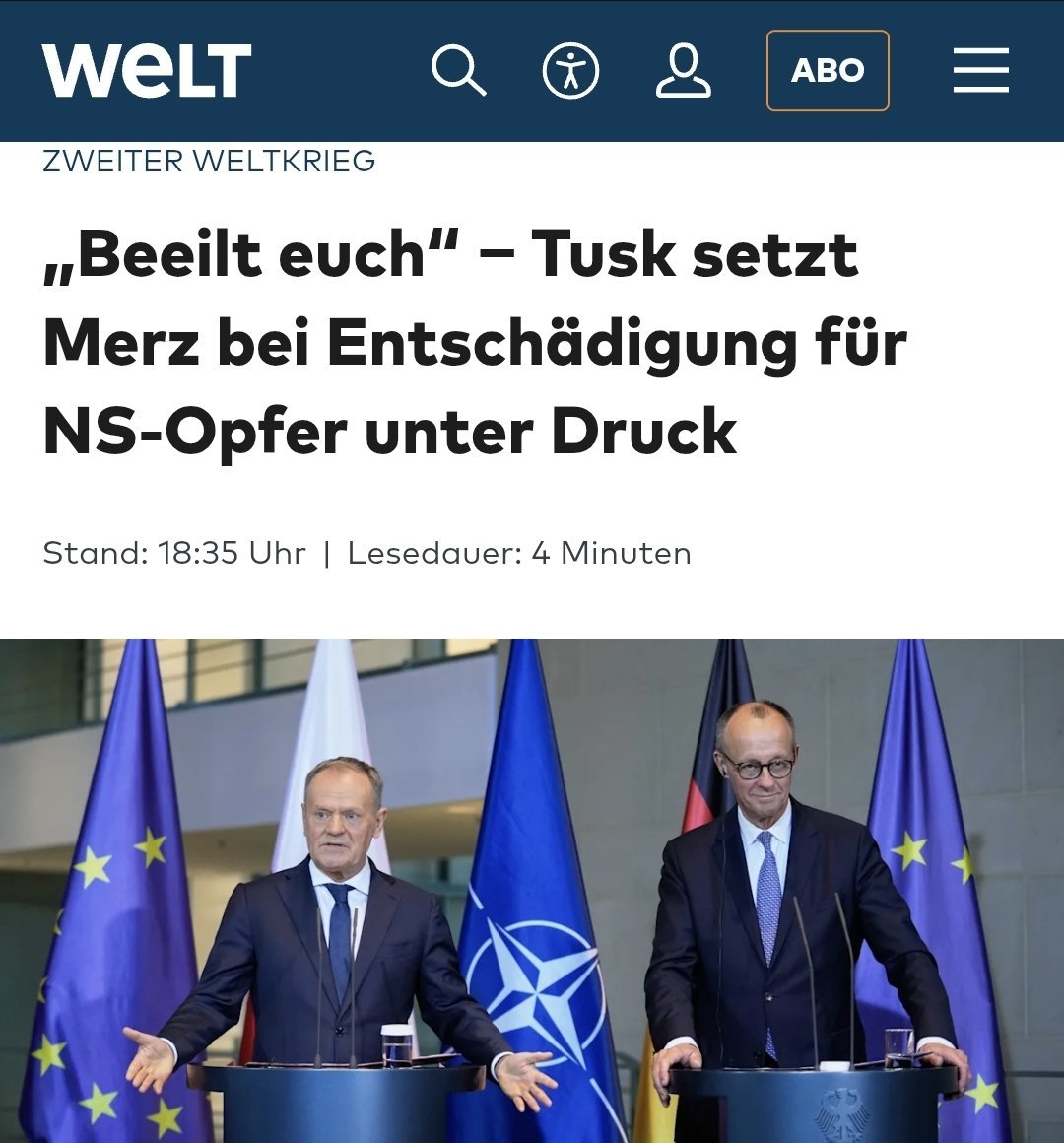 <a href="/K_Stanowski/">Krzysztof Stanowski</a> każdy zrozumiał to co chciał zrozumieć, Die Wielt pisze, że "Pospieszcie się. Tusk wywiera presję na Merzu w sprawie ofiar nazizmu".

PS: na info o odzyskaniu przez Polskę zagrabionych dóbr kultury co nigdy nie miało miejsca od czasów II WŚ zabrakło klawiatury?